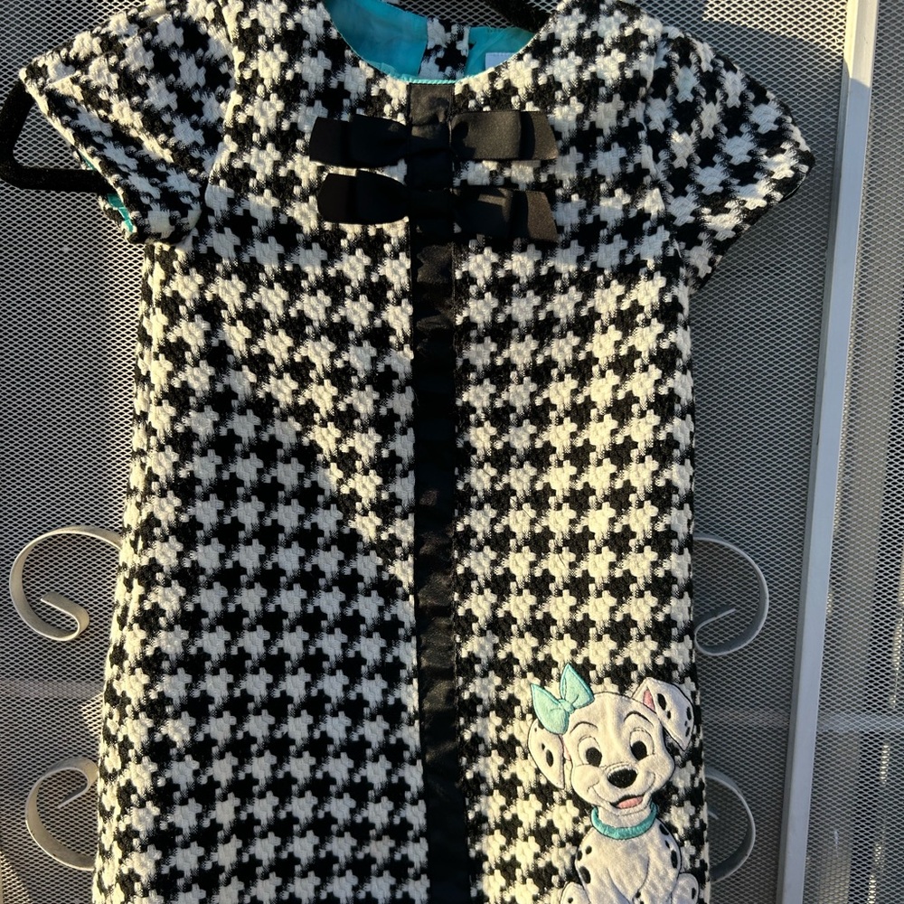 Disney 101 Dalmatians Black and White Houndstooth Kids Dress